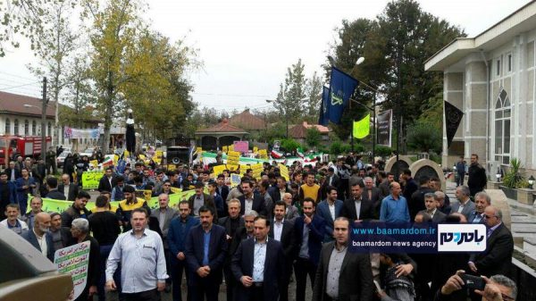 راهپیمایی با شکوه ۱۳ آبان در رودبنه 2 - راهپیمایی با شکوه ۱۳ آبان در رودبنه برگزار شد + تصاویر - 13 آبان