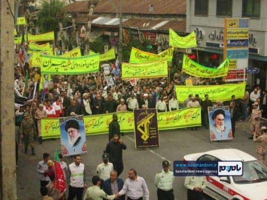 راهپیمایی با شکوه ۱۳ آبان در رودسر 2 - راهپیمایی با شکوه ۱۳ آبان در رودسر برگزار شد + تصاویر - 13 آبان