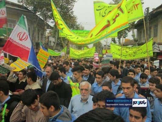 راهپیمایی با شکوه ۱۳ آبان در رودسر 9 - راهپیمایی با شکوه ۱۳ آبان در رودسر برگزار شد + تصاویر - 13 آبان