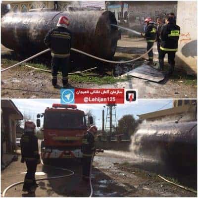 مهار آتش سوزی تانکر نفت در لاهیجان - مهار آتش سوزی تانکر نفت در لاهیجان - آتش