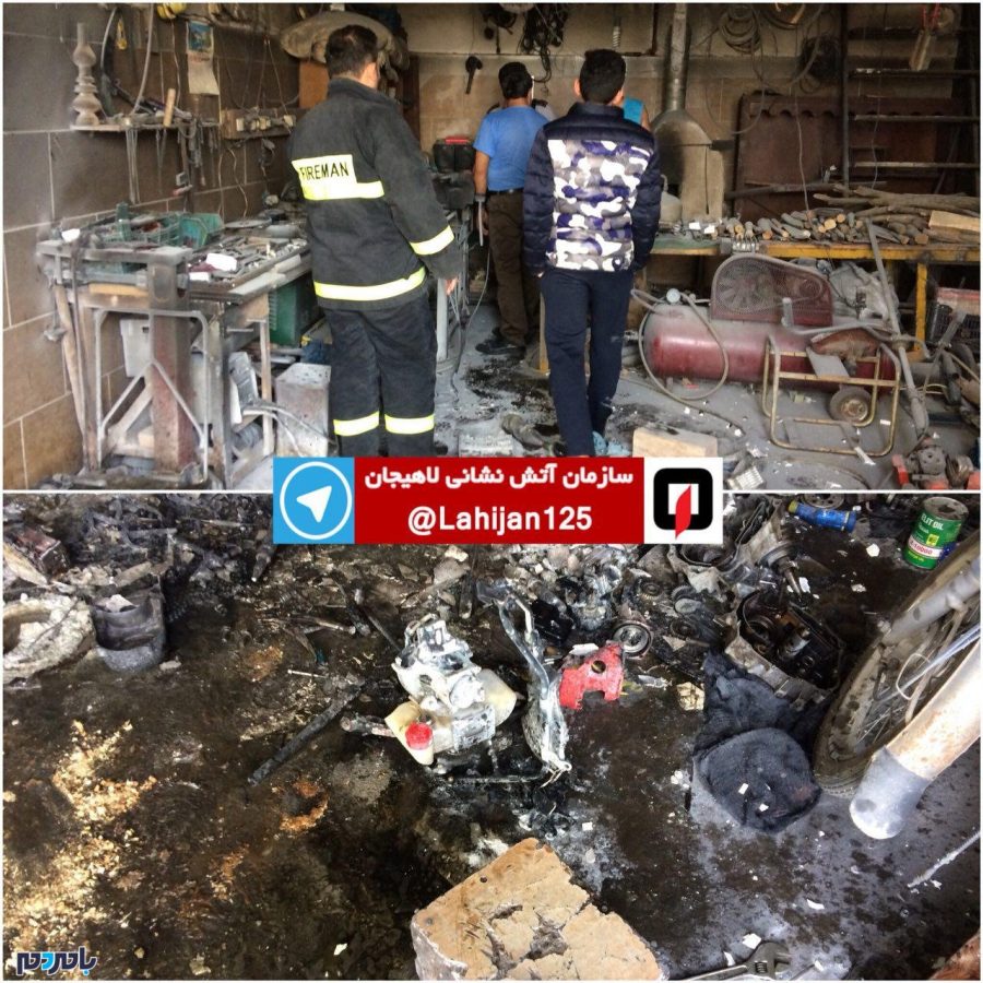 آتش‌سوزی در کارگاه جوشکاری در لاهیجان | حضور اتفاقی یک آتش‌نشان در محل حادثه و مهار آتش توسط وی