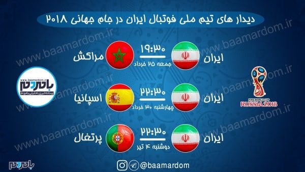 زمان‌بندی کامل دیدارهای تیم ملی فوتبال ایران در جام جهانی 2018 1 - زمان‌بندی کامل دیدارهای تیم ملی فوتبال ایران در جام جهانی 2018 + پوستر - fhlvnl