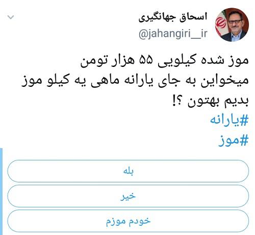 واکنش کاربران توئیتری به قیمت نجومیِ موز 6 - واکنش کاربران توئیتری به قیمت نجومیِ موز / طرح تعویض یارانه با یک کیلو موز! - قیمت موز