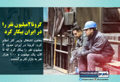 کرونا ۲ میلیون نفر را در ایران بیکار کرد / ۱.۱ میلیون نفر آن ها به بازار کار برگشته اند