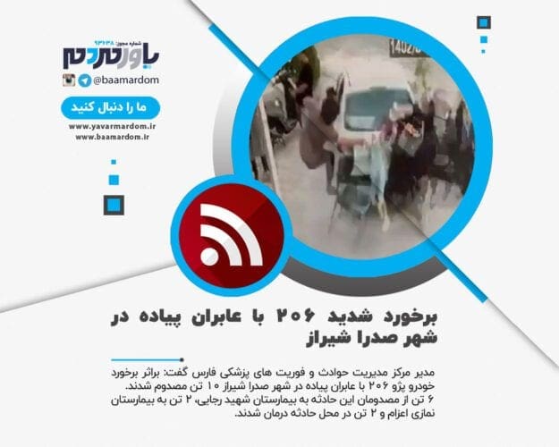 برخورد عجیب ۲۰۶ با عابران پیاده در شهر صدرا شیراز 1 - برخورد عجیب ۲۰۶ با عابران پیاده در شهر صدرا شیراز / 10 نفر مصدوم شدند + فیلم - برخورد