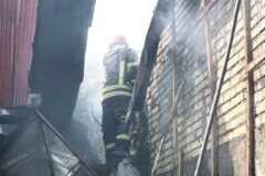 تلاش ۲۴ آتش نشان در پی آتش سوزی چند باب پشت بام بهم چسبیده