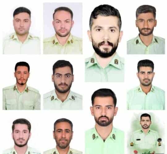 تصاویر شهدای حادثه تروریستی حمله به مقر انتظامی راسک - ۱۱ شهید و ۸ مجروح در حمله تروریستی به مقر انتظامی در راسک / حال برخی از مجروحان وخیم است - تروریسی