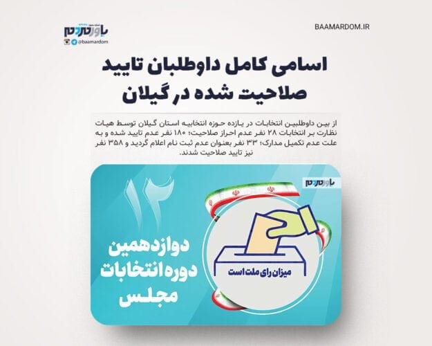 اسامی کامل داوطلبان تایید صلاحیت شده در گیلان - اسامی کامل داوطلبان تایید صلاحیت شده در گیلان - انتخابات