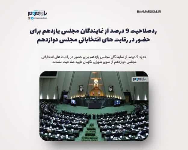 ردصلاحیت 9 درصد از نمایندگان مجلس یازدهم - ردصلاحیت 9 درصد از نمایندگان مجلس یازدهم برای حضور در رقابت های انتخاباتی مجلس دوازدهم + اسامی - انتخابات