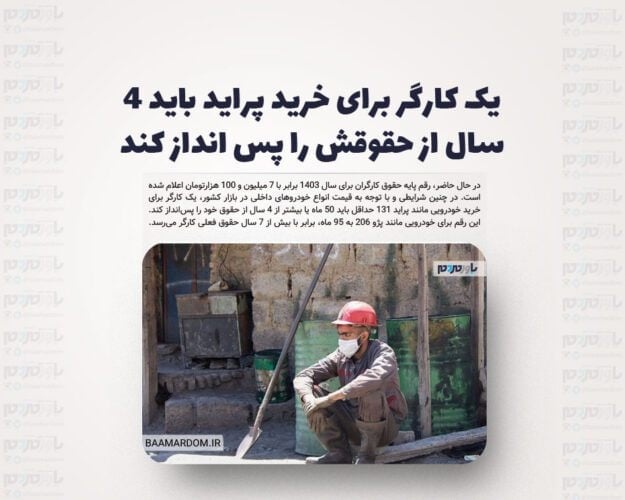 یک کارگر برای خرید پراید باید ۴ سال از حقوقش را پس انداز کند - یک کارگر برای خرید پراید باید ۴ سال از حقوقش را پس انداز کند - پراید