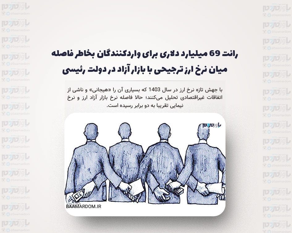 رانت 69 میلیارد دلاری برای واردکنندگان بخاطر فاصله میان نرخ ارز ترجیحی با بازار آزاد در دولت رئیسی