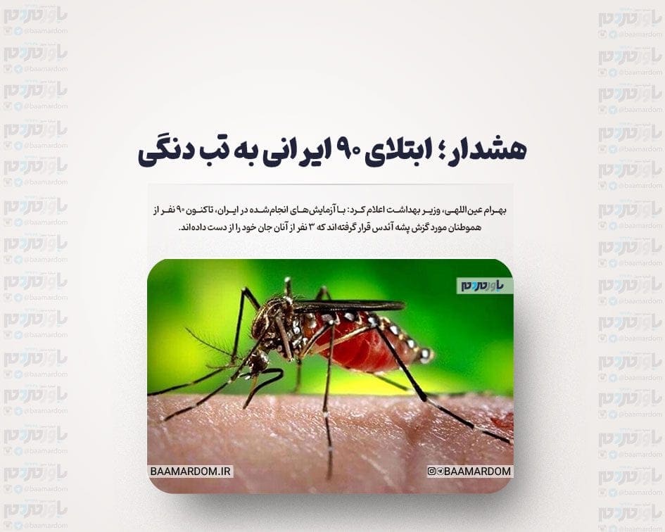 هشدار؛ ابتلای ۹۰ ایرانی به تب دنگی