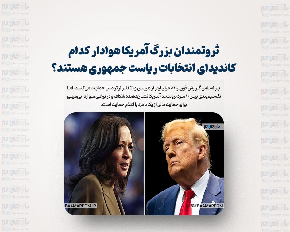 ثروتمندان بزرگ آمریکا هوادار کدام کاندیدای انتخابات ریاست جمهوری هستند؟