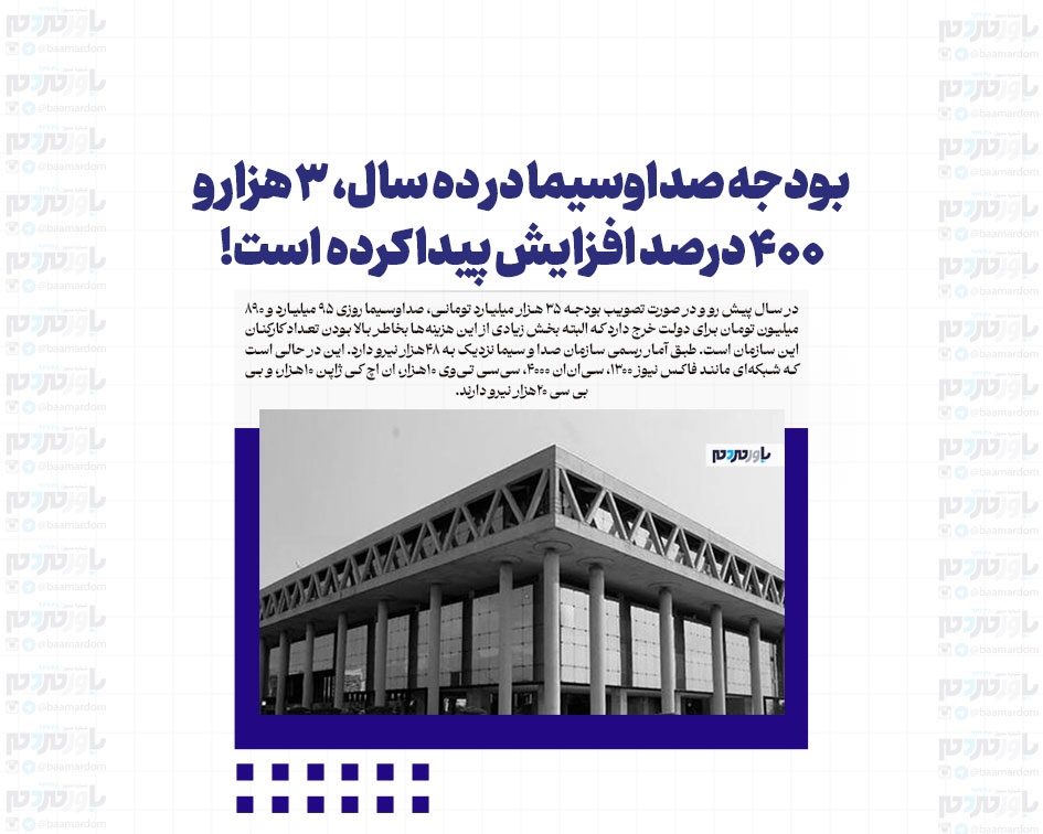 بودجه صداوسیما در ده سال، ۳ هزار و ۴۰۰ درصد افزایش پیدا کرده است
