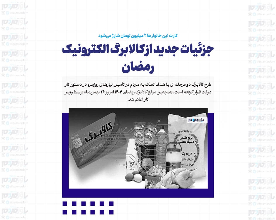 جزئیات جدید از کالابرگ الکترونیک رمضان/ کارت این خانوارها ۲ میلیون تومان شارژ می‌شود