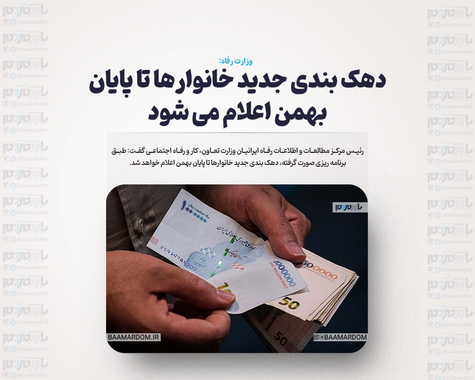 دهک بندی جدید خانوارها تا پایان بهمن اعلام می شود