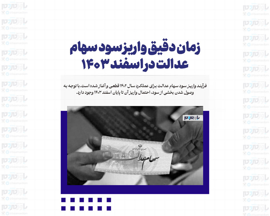 زمان دقیق واریز سود سهام عدالت در اسفند ‍۱۴۰۳