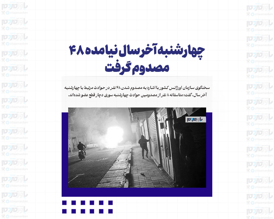 چهارشنبه آخر سال نیامده ۴۸ مصدوم گرفت