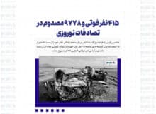 ۴۱۵ نفر فوتی و ۹۷۷۸ مصدوم در تصادفات نوروزی