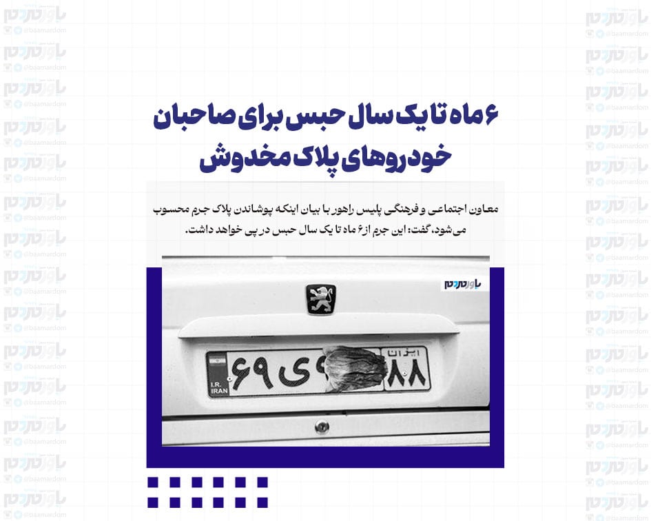 ۶ ماه تا یک سال حبس برای صاحبان خودروهای پلاک مخدوش