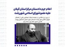 اعلام جرم دادستان مرکز استان گیلان علیه عضو شورای اسلامی شهر رشت