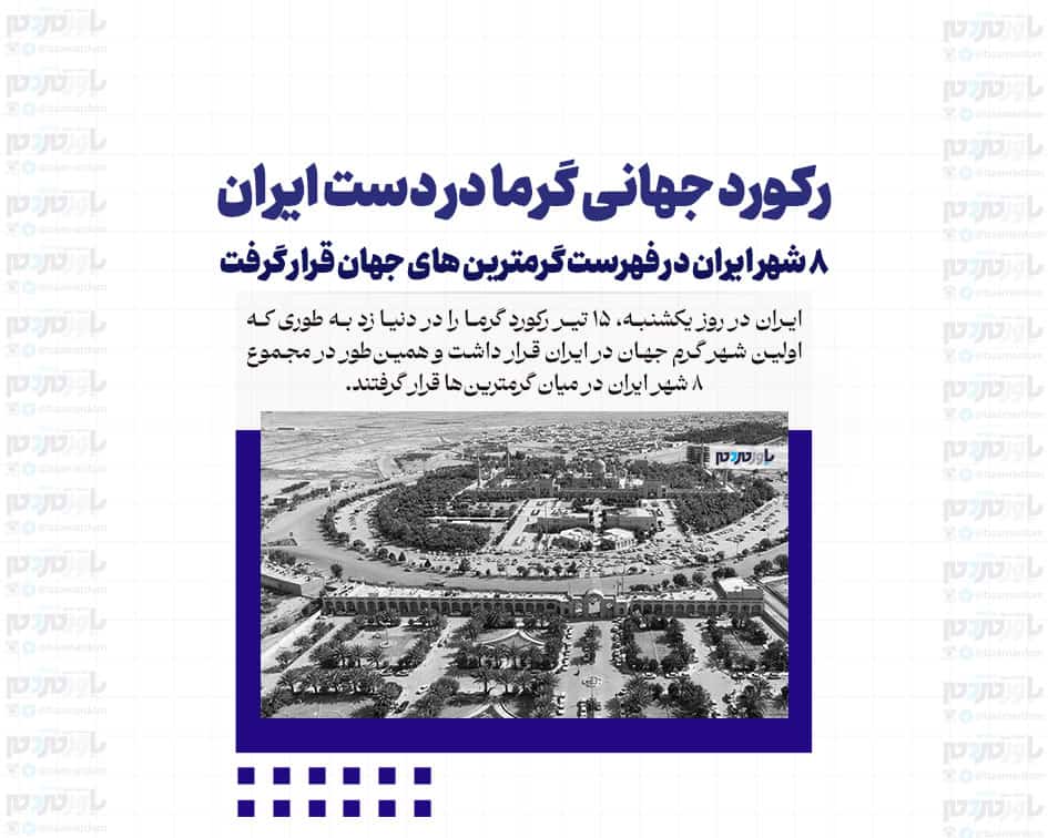رکورد جهانی گرما در دست ایران | ۸ شهر ایران در فهرست گرمترین های جهان قرار گرفت