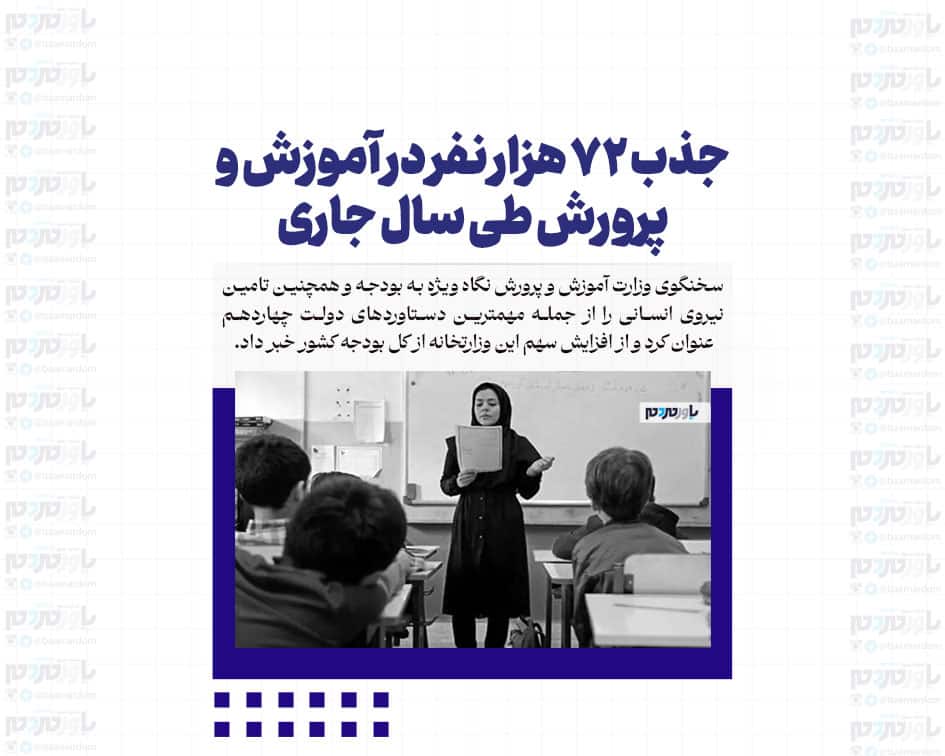 جذب ۷۲ هزار نفر در آموزش و پرورش طی سال جاری