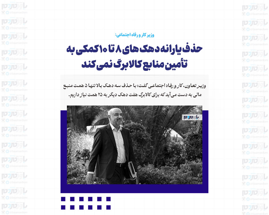 حذف یارانه دهک های ۸ تا ۱۰ کمکی به تأمین منابع کالابرگ نمی کند