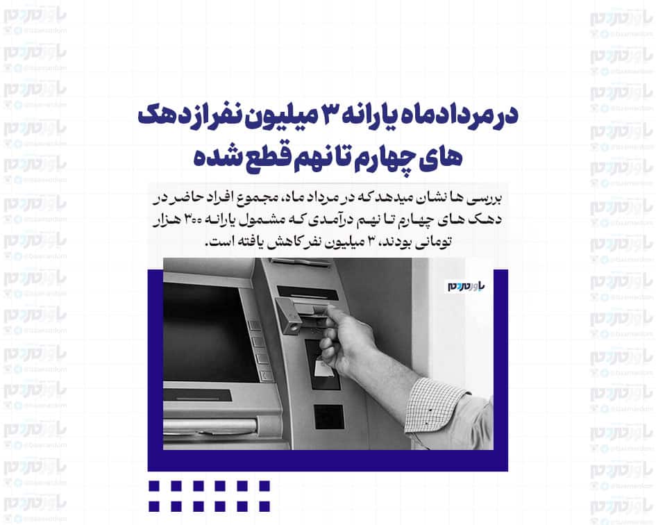 در مردادماه یارانه ۳ میلیون نفر از دهک های چهارم تا نهم قطع شده