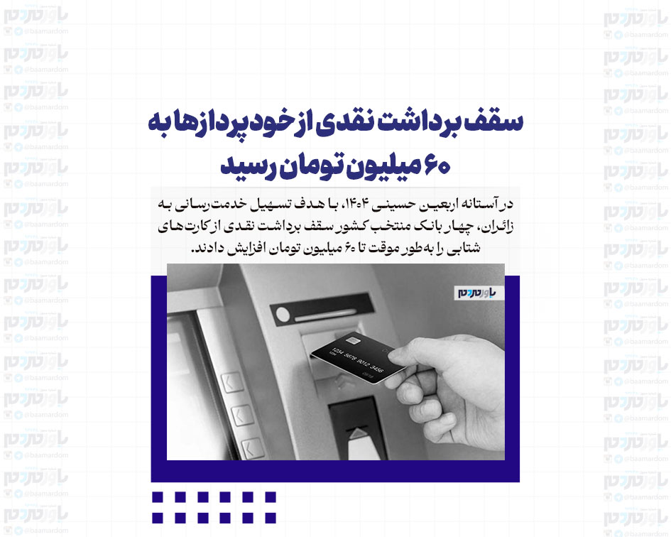 سقف برداشت نقدی از خودپردازها به 60 میلیون تومان رسید