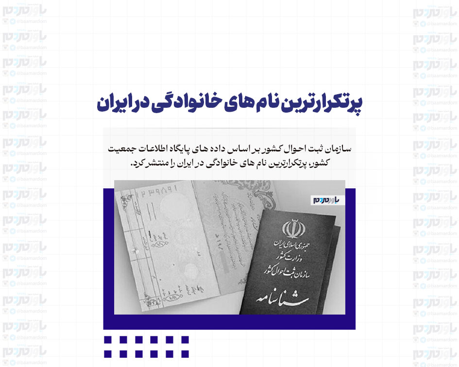 پرتکرارترین نام های خانوادگی در ایران