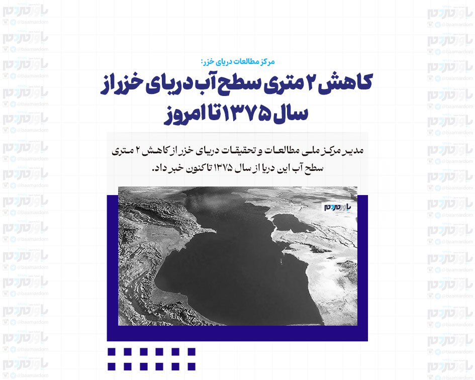 کاهش ۲ متری سطح آب دریای خزر از سال ۱۳۷۵ تا امروز