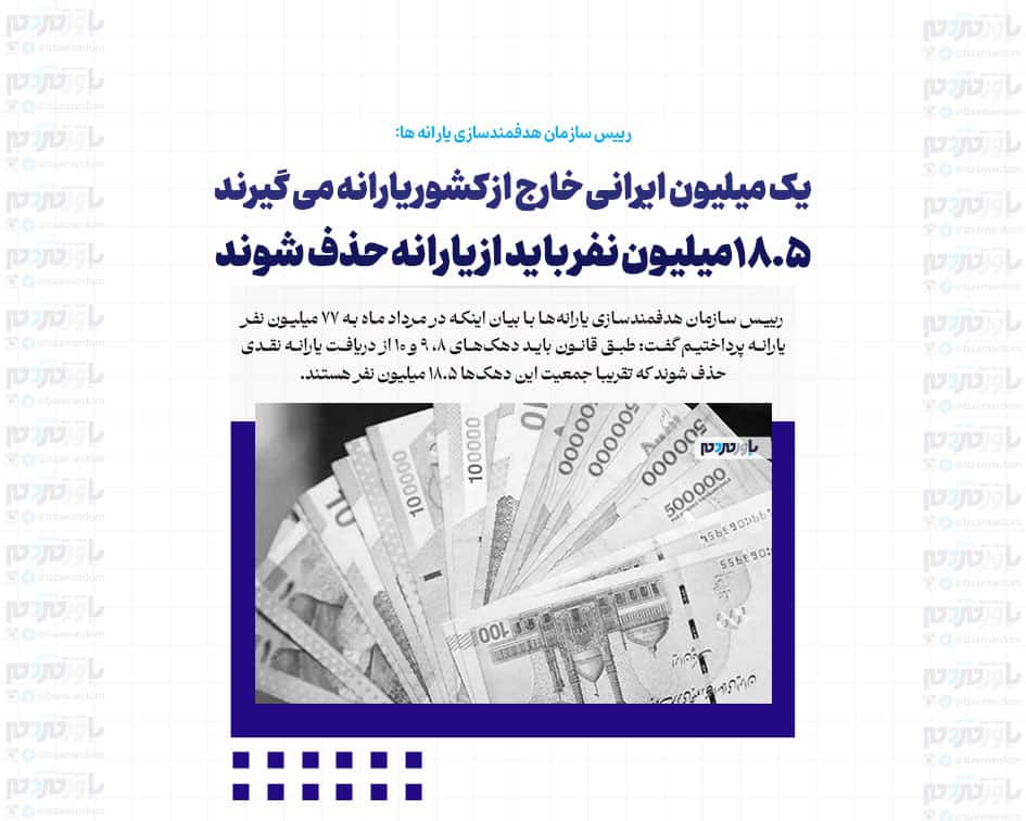 یک میلیون ایرانی خارج از کشور یارانه می گیرند/ ۱۸.۵میلیون نفر باید از یارانه حذف شوند