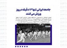 جامعه ایرانی تنها ۱۳ دقیقه در روز ورزش می کنند