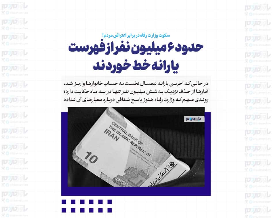 حدود ۶ میلیون نفر از فهرست یارانه خط خوردند/ سکوت وزارت رفاه در برابر اعتراض مردم!