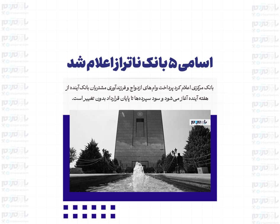 اسامی ۵ بانک ناتراز اعلام شد