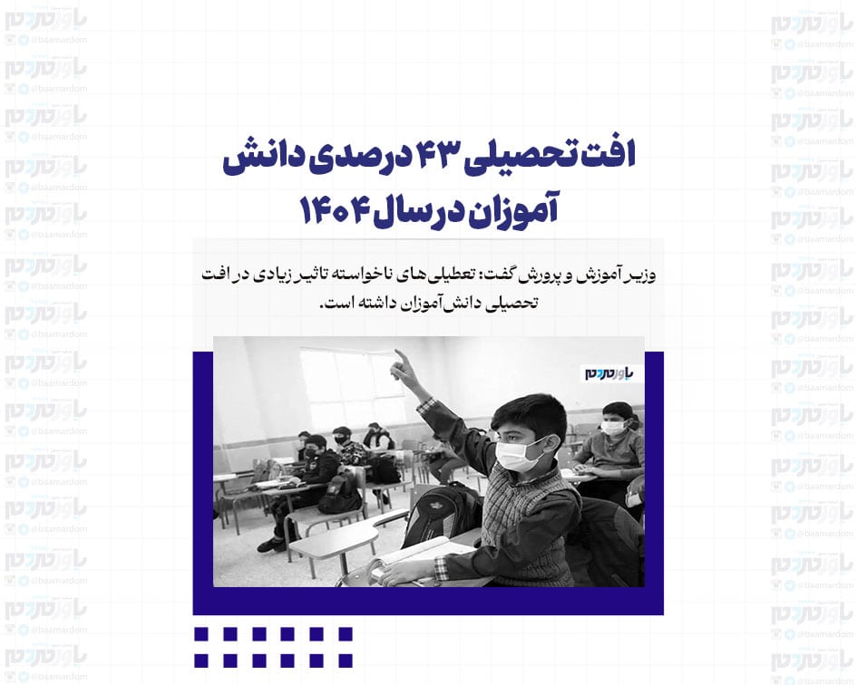 افت تحصیلی ۴۳ درصدی دانش آموزان در سال ۱۴۰۴