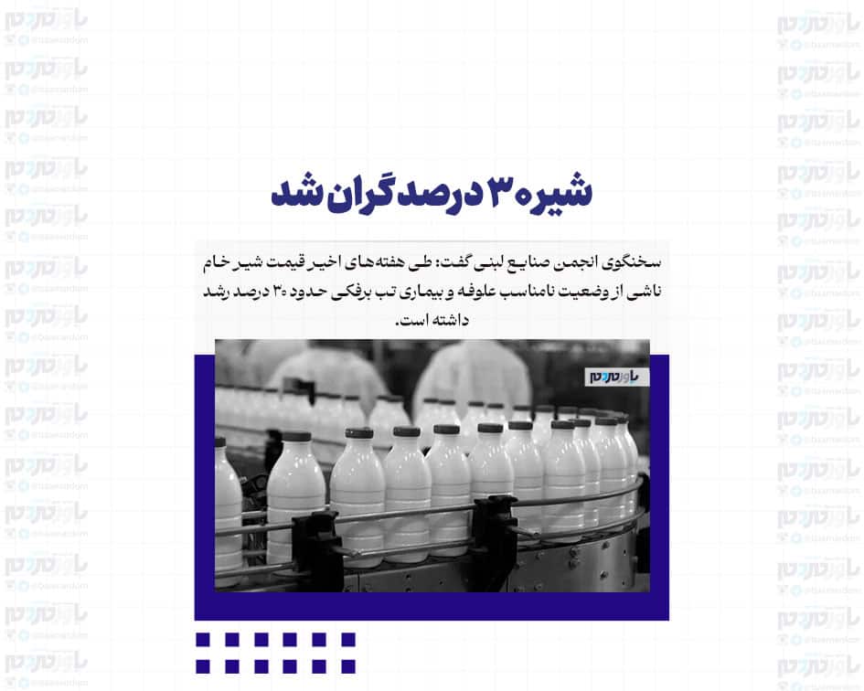 شیر ۳۰ درصد گران شد