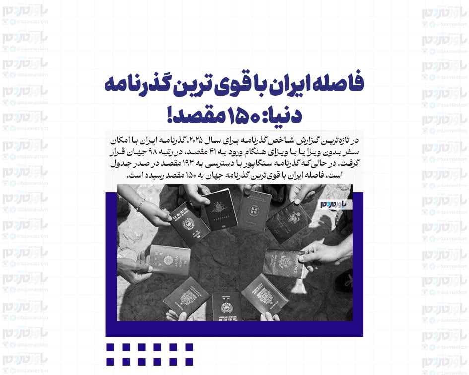 فاصله ایران با قوی ترین گذرنامه دنیا: ۱۵۰ مقصد!