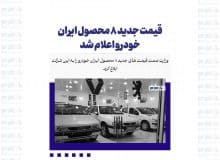 قیمت جدید ۸ محصول ایران خودرو اعلام شد