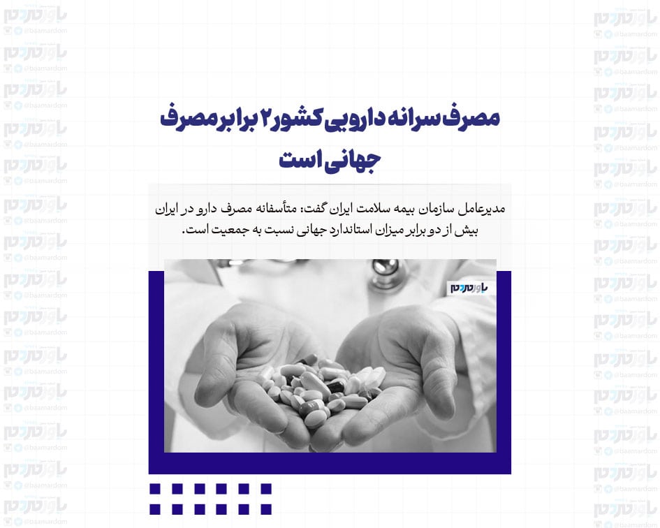 مصرف سرانه دارویی کشور 2 برابر مصرف جهانی است