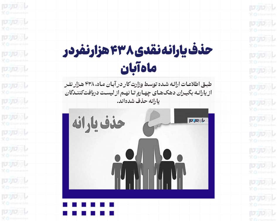 حذف یارانه نقدی ۴۳۸ هزار نفر در ماه آبان