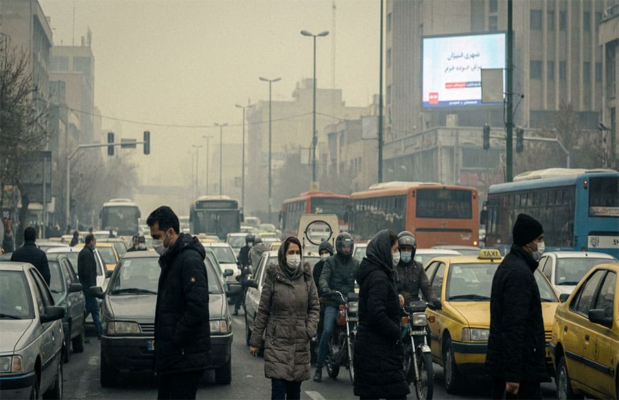 People wearing masks and standing in a busy streetAI-generated content may be incorrect.
