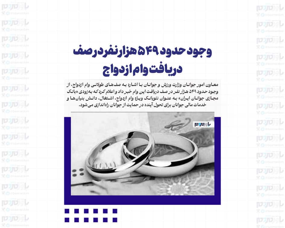 وجود حدود ۵۴۹ هزار نفر در صف دریافت وام ازدواج