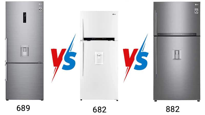 مقایسه یخچال فریزر ال جی 689 و 682 و 882