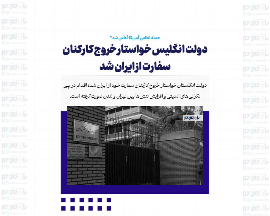 دولت انگلیس خواستار خروج کارکنان سفارت از ایران شد/ حمله نظامی آمریکا قطعی شد؟