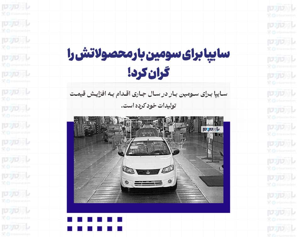 سایپا برای سومین بار محصولاتش را گران کرد!