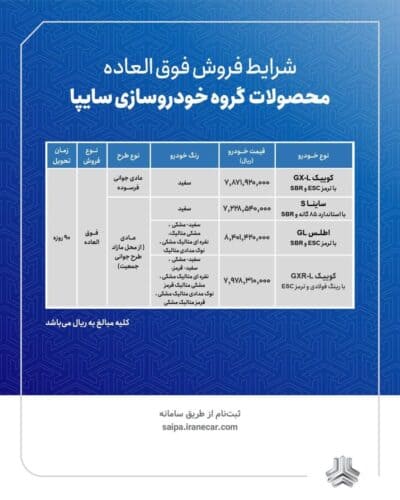 فروش فوق العاده محصولات سایپا - فروش فوق العاده محصولات سایپا آغاز شد - سایپا