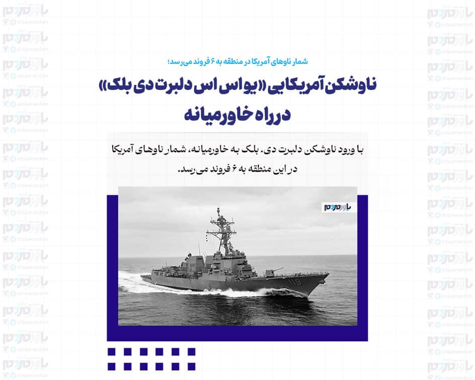 ناوشکن آمریکایی «یو اس اس دلبرت دی بلک»در راه خاورمیانه/ شمار ناوهای آمریکا در منطقه به ۶ فروند می‌رسد