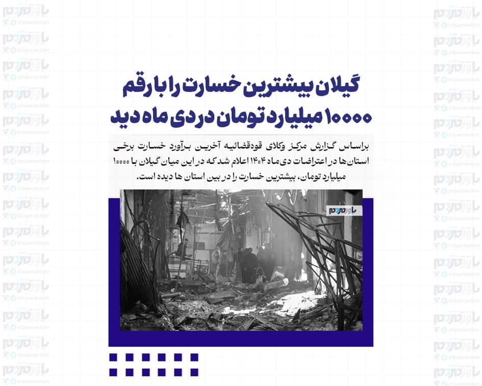 گیلان بیشترین خسارت را با رقم ۱۰۰۰۰ میلیارد تومان در دی ماه دید